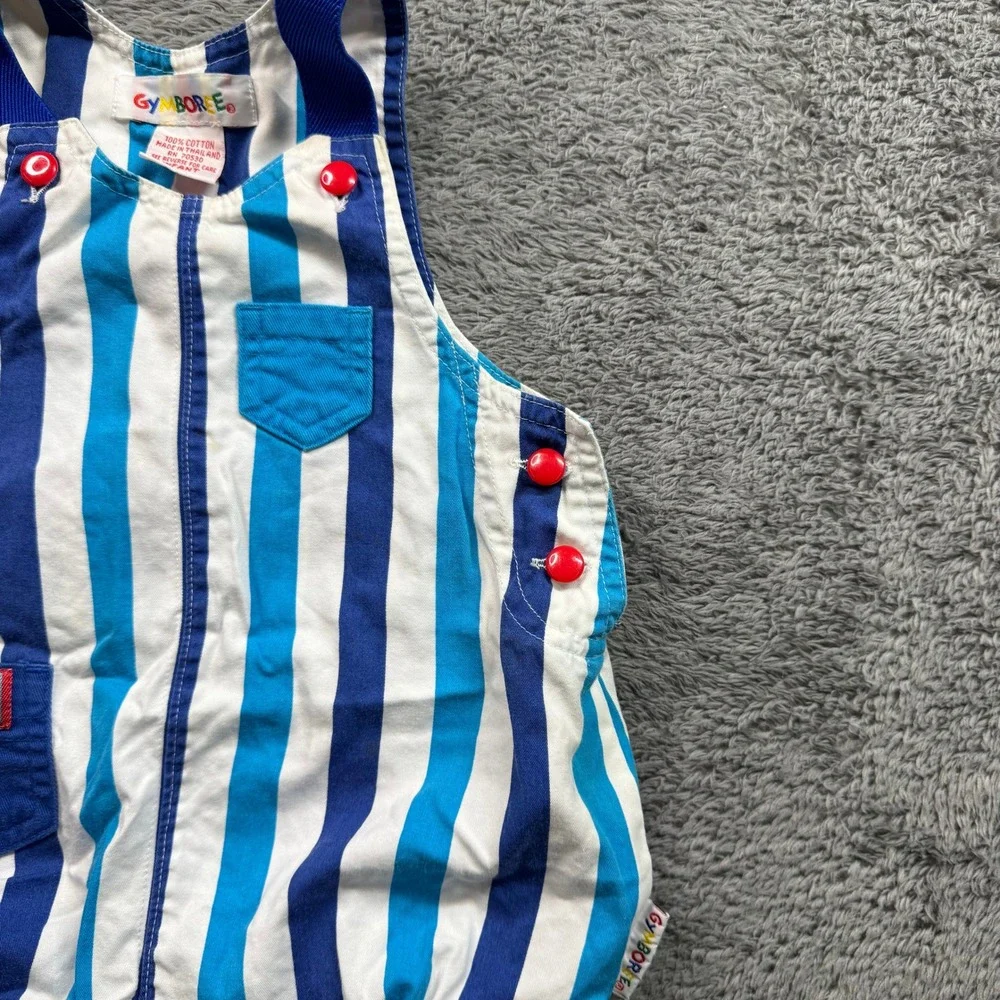 Vintage Gymboree Bumble Romper Blue & White Stripe Fish Bubble Romper